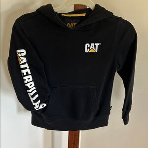 Caterpillar Black Pullover Hoodie/ Sweatshirt Kids Size S‎ (7/8) Embroidered CAT